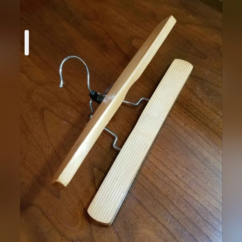 Set of 5 - Wooden Clamp-Style Pant Hanger - Declutter, Closet Organization